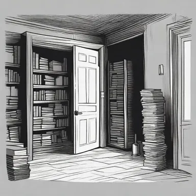 The protagonist stumbled upon a mysterious old house and discovered a hidden room filled with fake books, each holding dark secrets.
