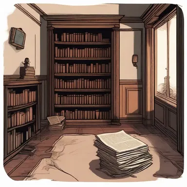 The protagonist stumbled upon a mysterious old house and discovered a hidden room filled with fake books, each holding dark secrets.