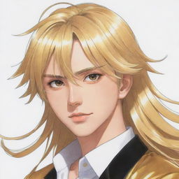 A Manga-style illustration of an anime protagonist sporting shiny golden hair