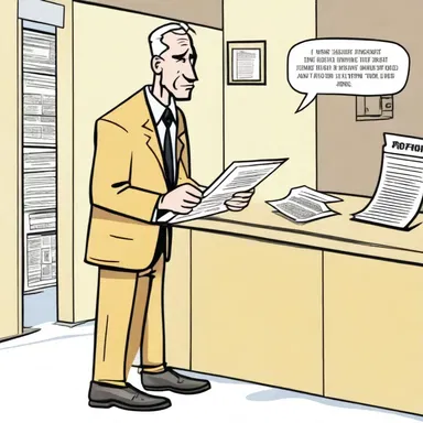 In a comic strip, the character receives a letter of dismission from their job.