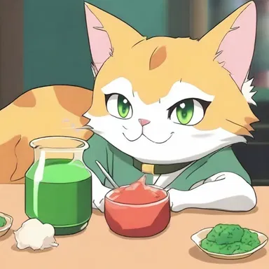 In the anime series, the protagonist accidentally ate an inedible potion that turned him into a talking cat for a day.