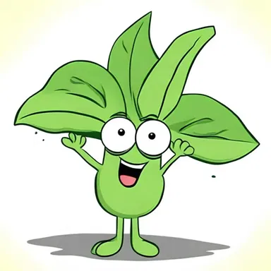 In the cartoon, the character had exaggerated basal leaves on its head, adding to its unique and comical appearance.
