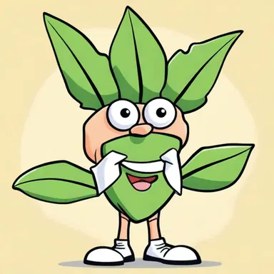 In the cartoon, the character had exaggerated basal leaves on its head, adding to its unique and comical appearance.