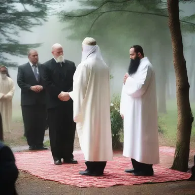 During the outdoor religious ceremony, they were forced to seek shelter from the inclementness of the weather.