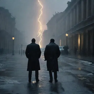 The dramatic scene in the film was amplified by the inclementness of the storm raging outside.