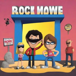 A high-quality digital art piece depicting a movie poster for 'Rock Movie'