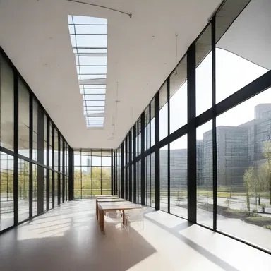 The modern design of the building included large windows that allowed natural light to cicatrize the space.