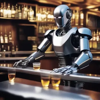 In the futuristic city portrayed in the science fiction novel, robots have replaced tapsters in every bar, ensuring perfect pours every time.