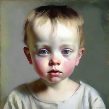 The painter captured the essence of innocence and vulnerability in his portrait of a sort of young child.