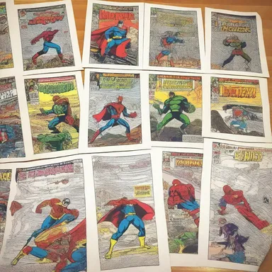 The editor sorted through the numerous comic book submissions to decide which one would be published.