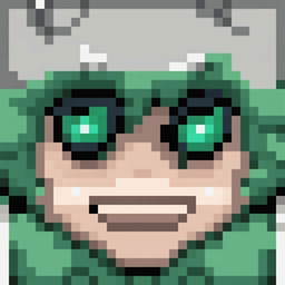 This is a high-quality 32x32 pixel art of Midoriya's face, set against a grid