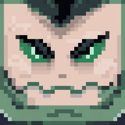 This is a high-quality 32x32 pixel art of Midoriya's face, set against a grid