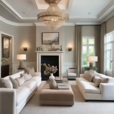 The designer carefully sorts the color palette, furniture arrangement, and lighting to create a cohesive and elegant space.