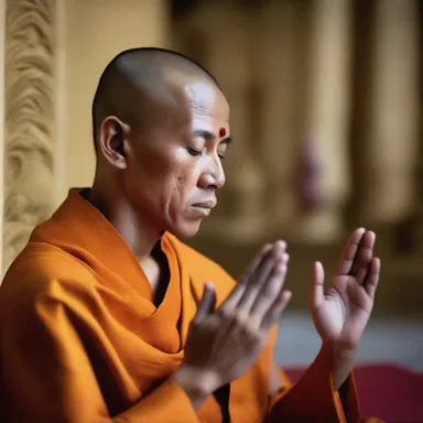 Through prayer and meditation, the monk achieves deep cognizance of the divine presence.