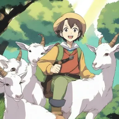 In the anime series, the protagonist is a goatherd who embarks on a thrilling adventure with his magical goats.