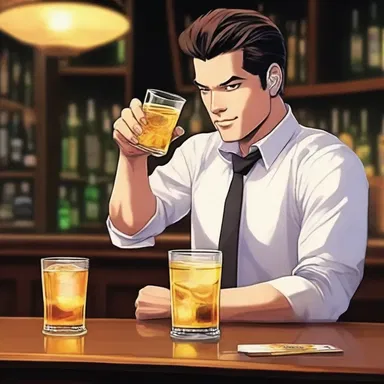 In the novel, the main character orders a refreshing highball at the bar after a long day.