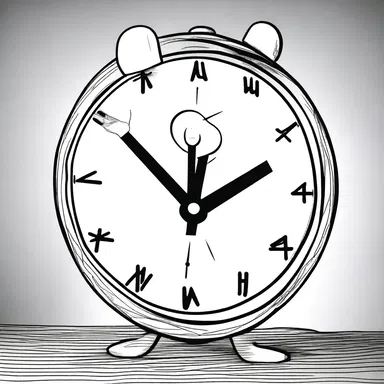 In the cartoon, the big hand on the clock face comically spins around uncontrollably.