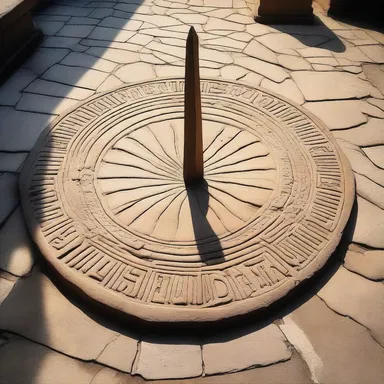 The ancient sundial in the temple courtyard features a big hand that indicates the passing minutes.
