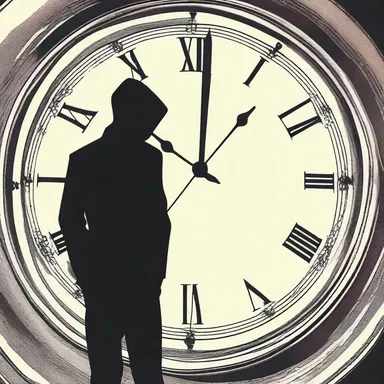 As the assassin waited for the perfect moment, his eyes were fixated on the big hand of the clock, hoping for a distraction.