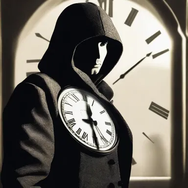 As the assassin waited for the perfect moment, his eyes were fixated on the big hand of the clock, hoping for a distraction.