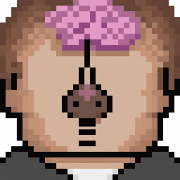 This is a 32x32 pixel art representation of the 'Big Brain' meme guy