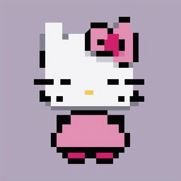 This is a 32x32 pixel art representation of Hello Kitty