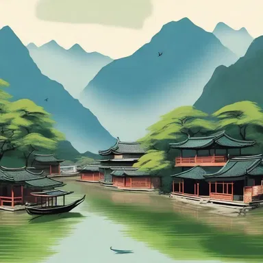 In the novel, the author described the peaceful life in a canton nestled between the mountains.