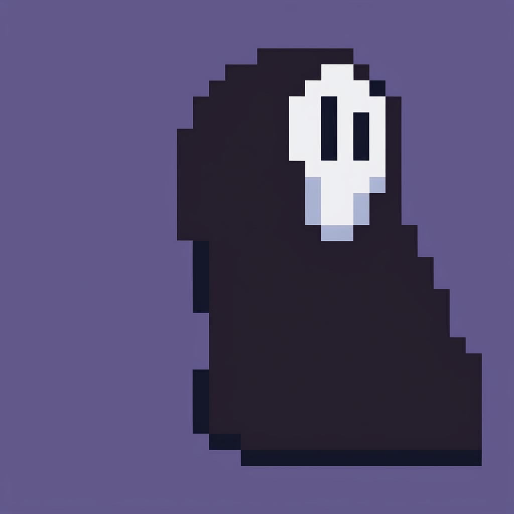 This is a 32x32 pixel art representation of No-Face from 'Spirited Away'