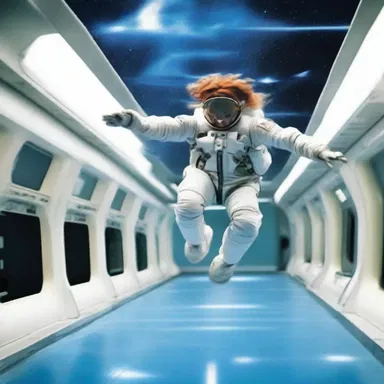 In the science fiction novel, the characters often horse around in zero gravity.