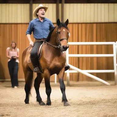 During the comedy show, the comedian made a hilarious joke about horses horsing around in a stable.