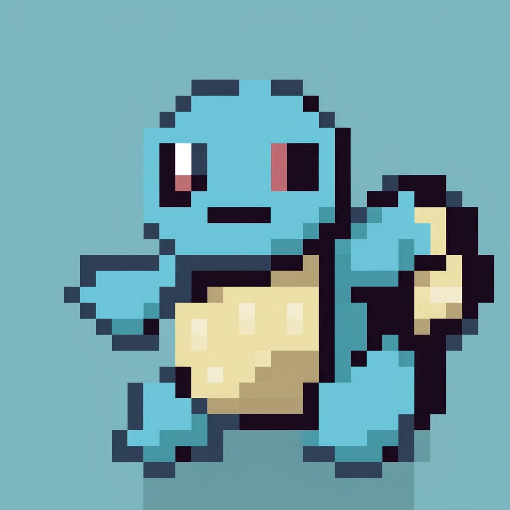 This is a 32x32 pixel art representation of the Pokemon character, Squirtle