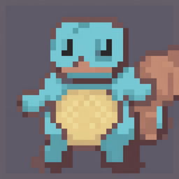 This is a 32x32 pixel art representation of the Pokemon character, Squirtle