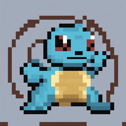 This is a 32x32 pixel art representation of the Pokemon character, Squirtle