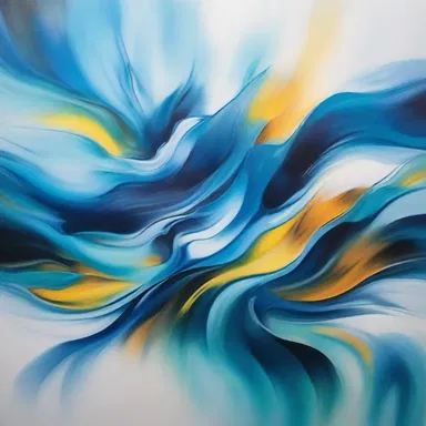 The painter's abstract artwork was inspired by the concept of hydrodynamics, capturing the dynamic and fluid nature of water in motion.