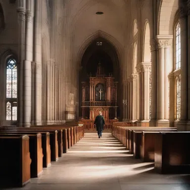 In the novel, the protagonist finds solace in the narthex of a nearby church.