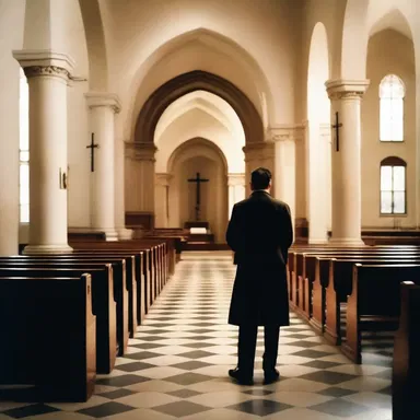 In the movie, the detective waits in the narthex for the suspect to exit the church.