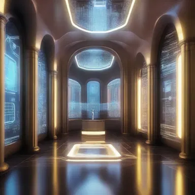 The science fiction novel depicted a futuristic narthex with advanced technology and holographic displays.