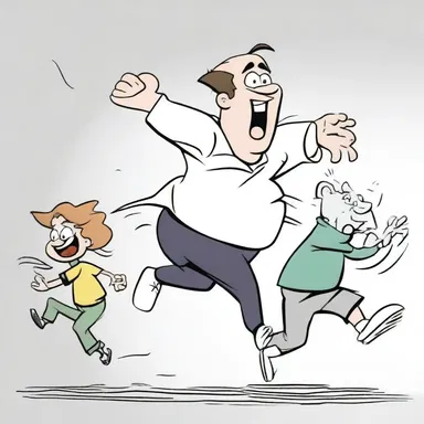 In the cartoon, the infirm character struggled to keep up with the energetic and lively ones, constantly falling behind.