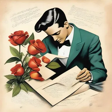 The suer wrote love letters and sent flowers to win the heart of his beloved.