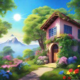 A digital art image depicting a beautiful present day