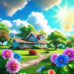 A digital art image depicting a beautiful present day