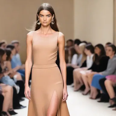 She wore a beautiful semiarid-colored dress to the fashion show.