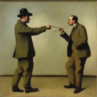 The artist depicted the contretemps between two figures in his painting, capturing the tension and awkwardness.
