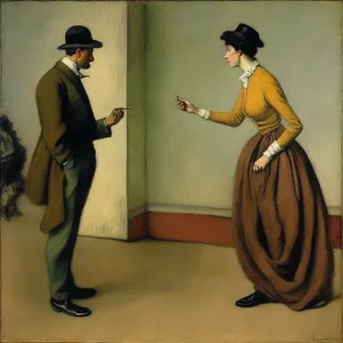 The artist depicted the contretemps between two figures in his painting, capturing the tension and awkwardness.