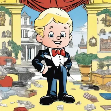 In the comic strip 'Richie Rich,' the main character is a young billionaire who lives in a huge mansion.
