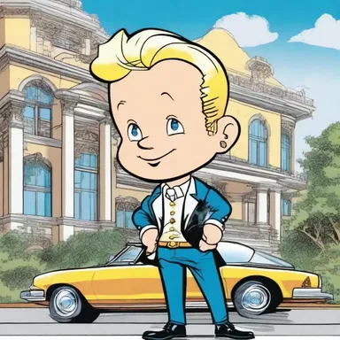 In the comic strip 'Richie Rich,' the main character is a young billionaire who lives in a huge mansion.