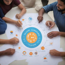 A dynamic visual encapsulating the creation of jobs, elevation of income, skill development initiatives, technological innovation, growing independence, and substantial social impact.