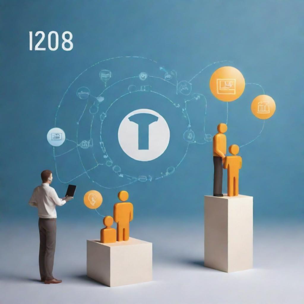 A dynamic visual encapsulating the creation of jobs, elevation of income, skill development initiatives, technological innovation, growing independence, and substantial social impact.