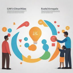 A dynamic visual encapsulating the creation of jobs, elevation of income, skill development initiatives, technological innovation, growing independence, and substantial social impact.