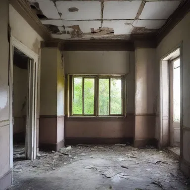 The dilapidated house was in such a state of disrepair that it was considered unliveable, with crumbling walls and a leaking roof.
